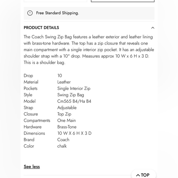 New Coach Swing Zip Bag - Picture 11 of 11